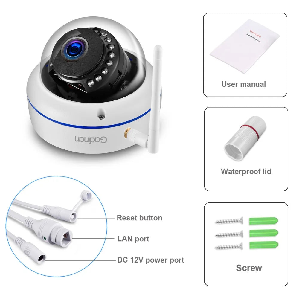 Gadinan 5MP 3MP Wifi Camera Video Surveillance Audio Record Dome Vandal-proof Waterproof Outdoor iCSee IP Camera Email Alert