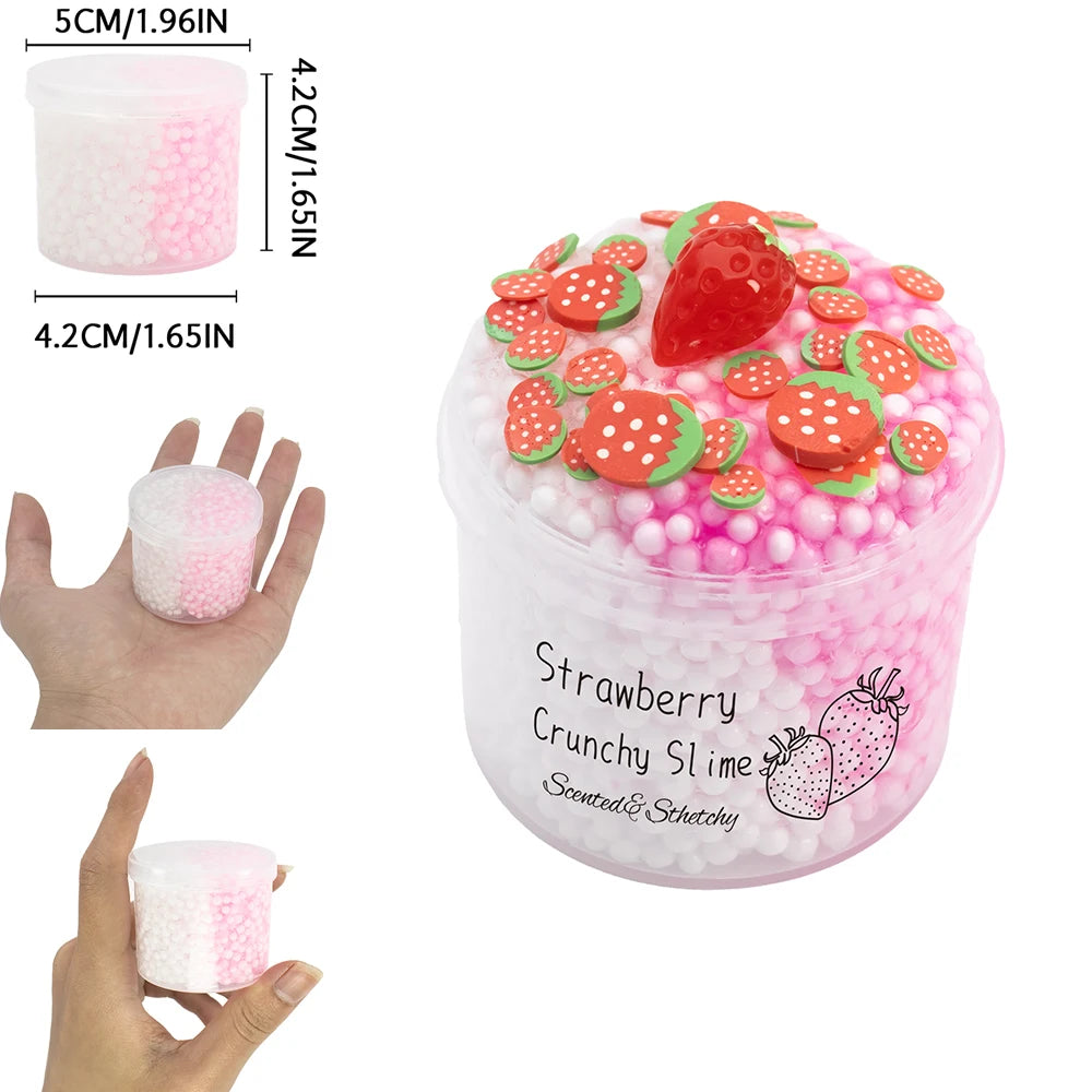 1/2 Pack Strawberry Cloud Crunchy Slime kit,Foam Ball Fruit Sprinkles Slime,Birthday Gifts Party Favors for Girl and Boys