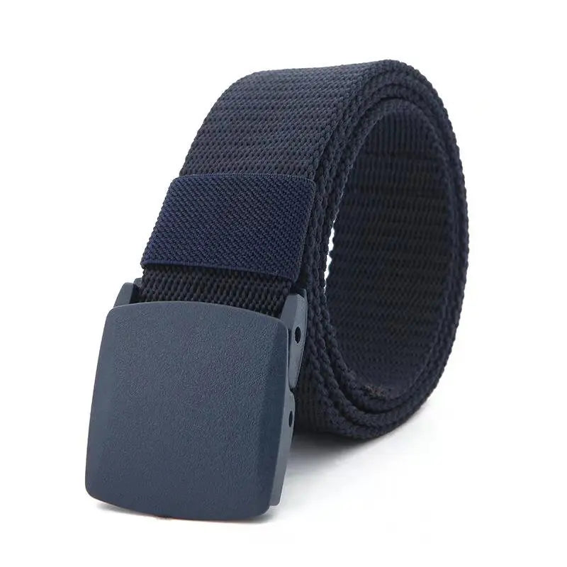 1pc Men's Canvas Belt Plastic Buckle Metal-Free Nylon Tactical Waist Belt Women's Belt Outdoor Hiking Webbing Belt Neutral Belts