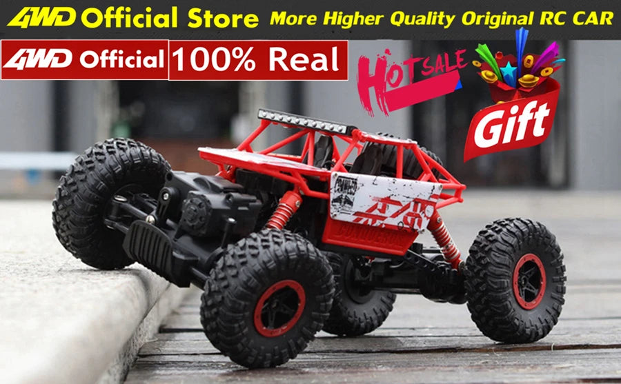 1:16 4WD RC Car With Led Lights Remote Control Cars Buggy Off Road 4x4 Radio Control Alloy Trucks Boys Toys for Children