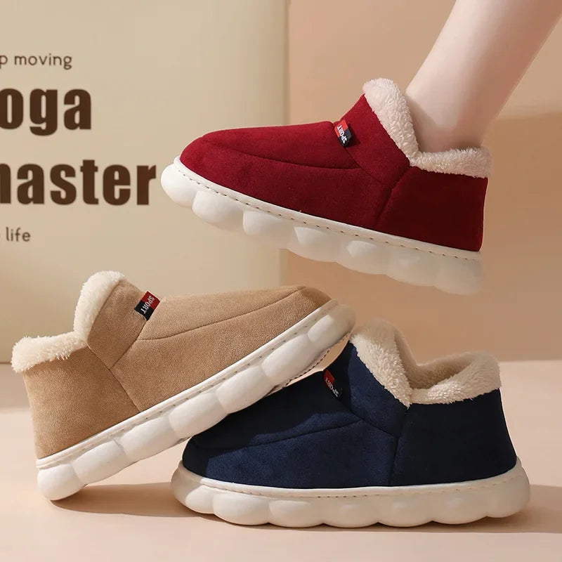 Kidmi Winter Women Shoes Casual House Shoes For Men 2024 Outdoor Warm Cotton Shoes For Women Indoor Plush Padded Slippers Female