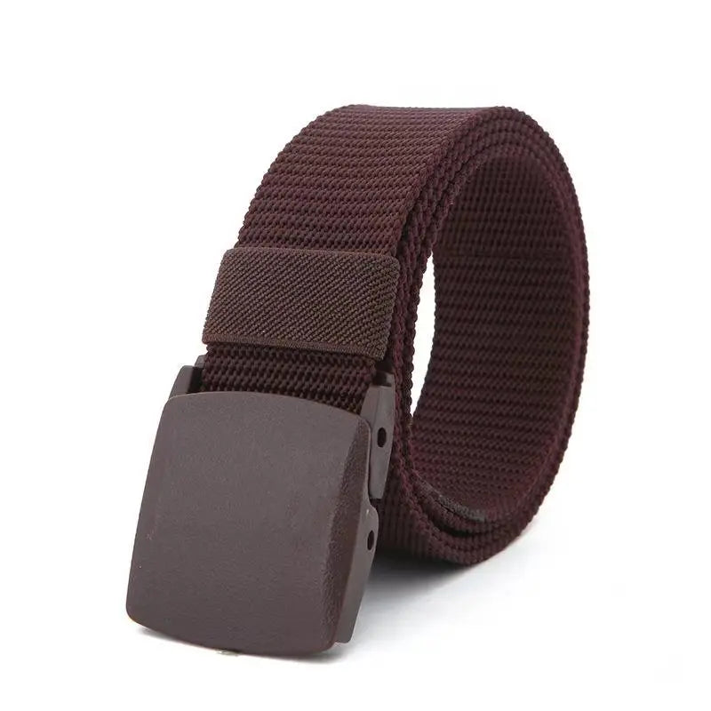 1pc Men's Canvas Belt Plastic Buckle Metal-Free Nylon Tactical Waist Belt Women's Belt Outdoor Hiking Webbing Belt Neutral Belts