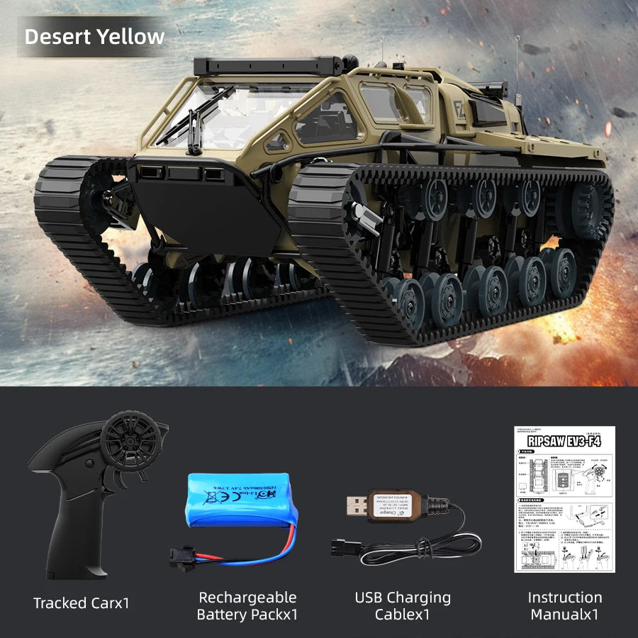 JJRC C8812 LED Light Full Scale Tracked Tank Simulation Model Toy RC Car Model Drift Remote Control Off-Road Vehicle Boy Gift