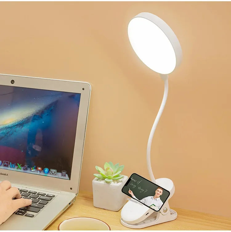 Led Table Lamp USB Rechargeable Night Light With Folding Clamp Study Stand Read Lamp Touch 3 Modes Dimming Eye Protection Light