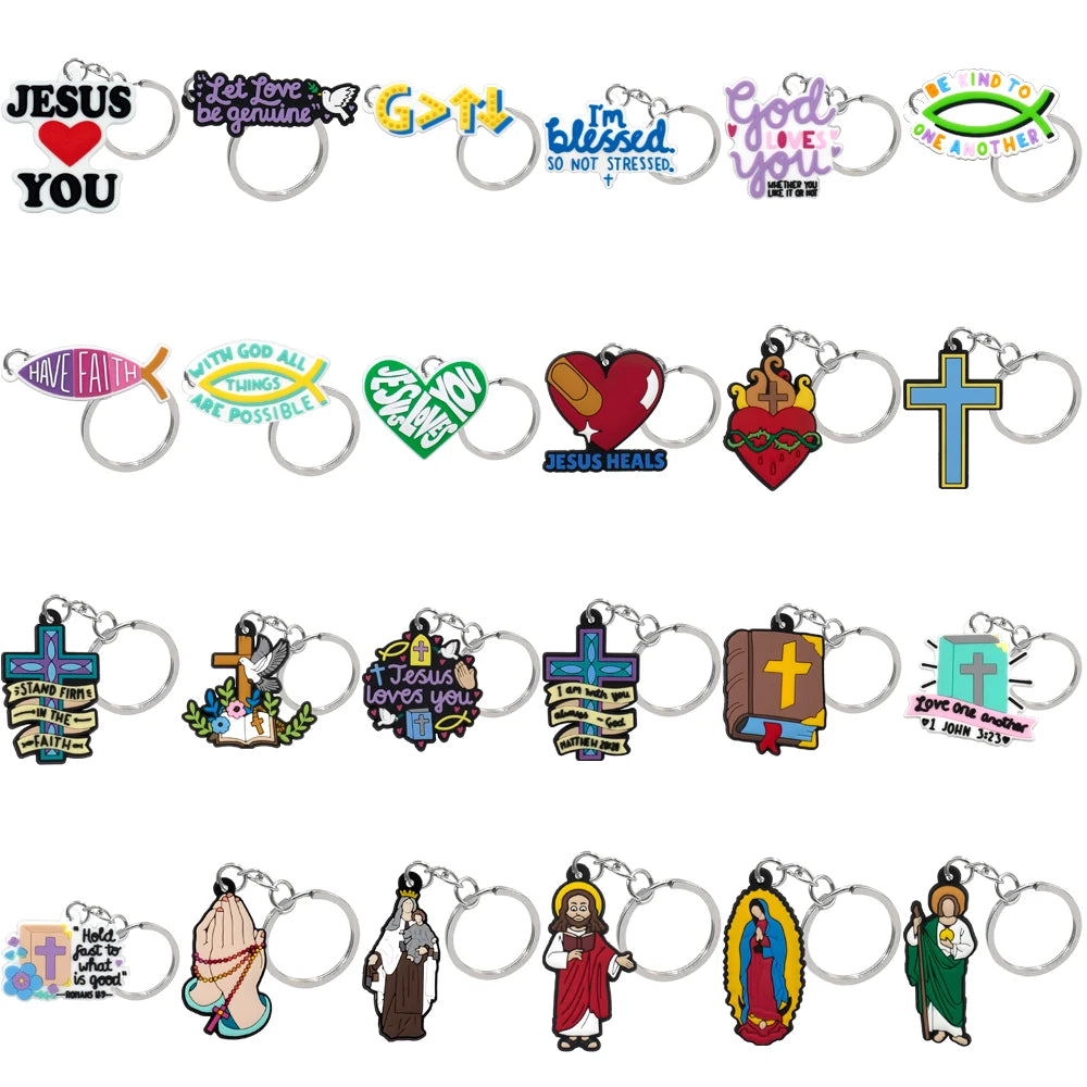 1PCS Religious Series Keychain Cross Bible Keyring Women Men Faithful keyring Room Key Car Key Accessories Kids Friends Key Gift