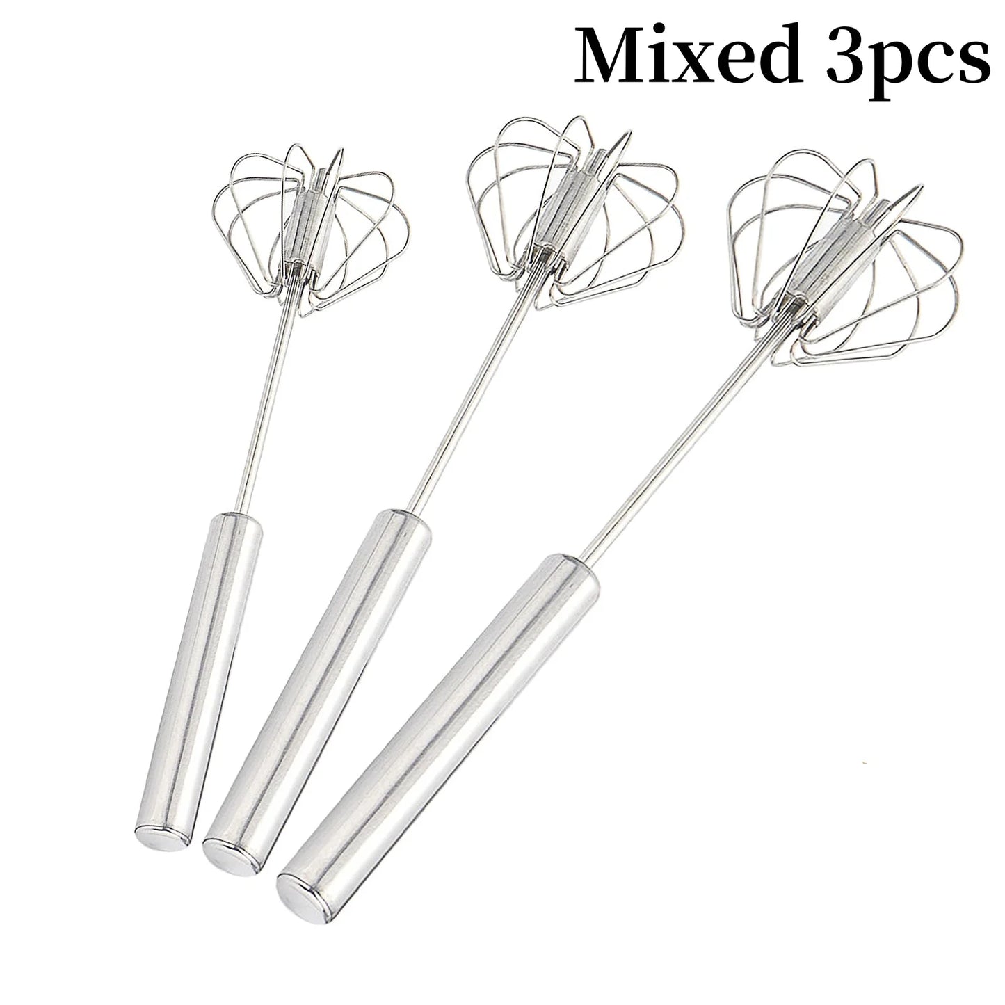 1/3Pcs Semi Automatic Egg Beater Stainless Steel Manual Hand Whisk Mixer Self-Turning Cream Utensils Kitchen Gadgets Egg Tools