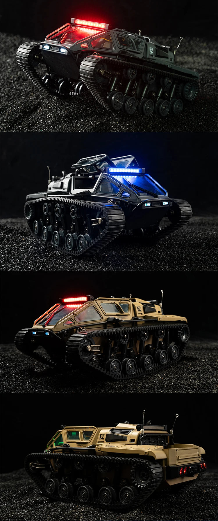 JJRC C8812 LED Light Full Scale Tracked Tank Simulation Model Toy RC Car Model Drift Remote Control Off-Road Vehicle Boy Gift