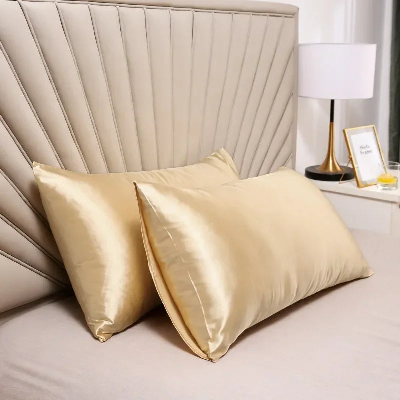 1PC Pure Satin Silk Soft Pillowcase Cover Bedding pillow Cover Rectangle Pillow Cases Bed Linings Multicolor