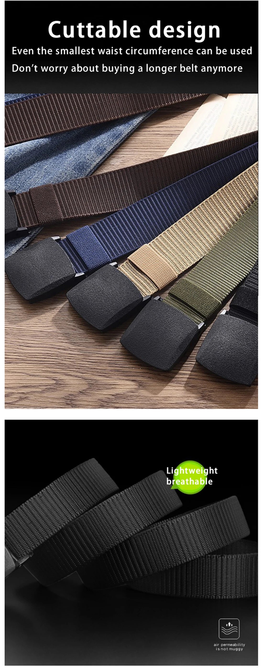 1pc Men's Canvas Belt Plastic Buckle Metal-Free Nylon Tactical Waist Belt Women's Belt Outdoor Hiking Webbing Belt Neutral Belts