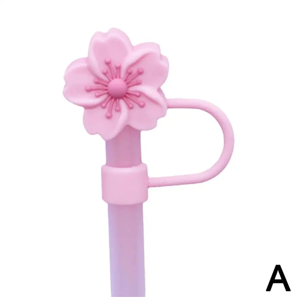 Flower Silicone Straw Covers For Water Glass Bottle Flower Shape Drinking Dust Cap Straw Tips Cover Cup Accessories For 8mm