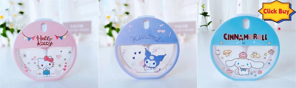 Hello Kitty Spray Perfume Bottle Kuromi Cinnamoroll Portable Press Bottled Sanrio Cherry Blossom Melody Pochacco Lotion Bottling