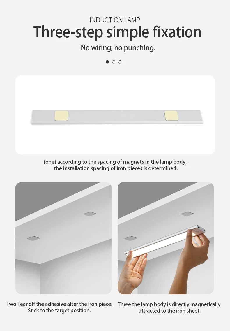 LED Motion Sensor Light Night Light Wireless USB Under Cabinet Light For Kitchen Cabinet Bedroom Wardrobe Sensor Indoor Lighting