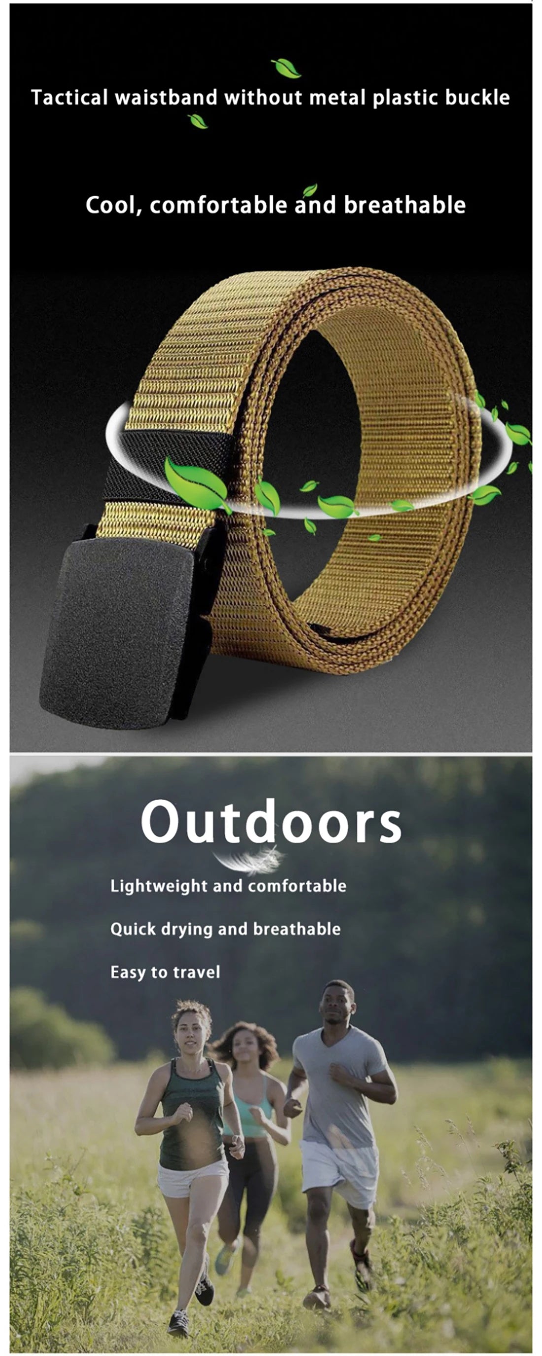 1pc Men's Canvas Belt Plastic Buckle Metal-Free Nylon Tactical Waist Belt Women's Belt Outdoor Hiking Webbing Belt Neutral Belts