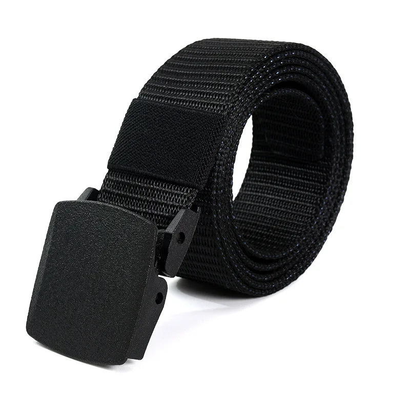 1pc Men's Canvas Belt Plastic Buckle Metal-Free Nylon Tactical Waist Belt Women's Belt Outdoor Hiking Webbing Belt Neutral Belts