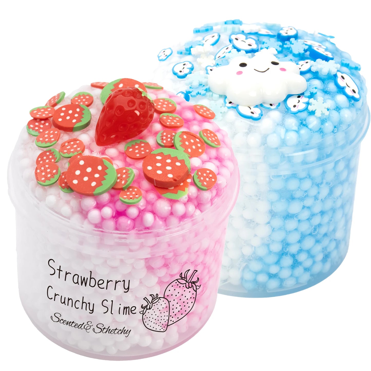 1/2 Pack Strawberry Cloud Crunchy Slime kit,Foam Ball Fruit Sprinkles Slime,Birthday Gifts Party Favors for Girl and Boys