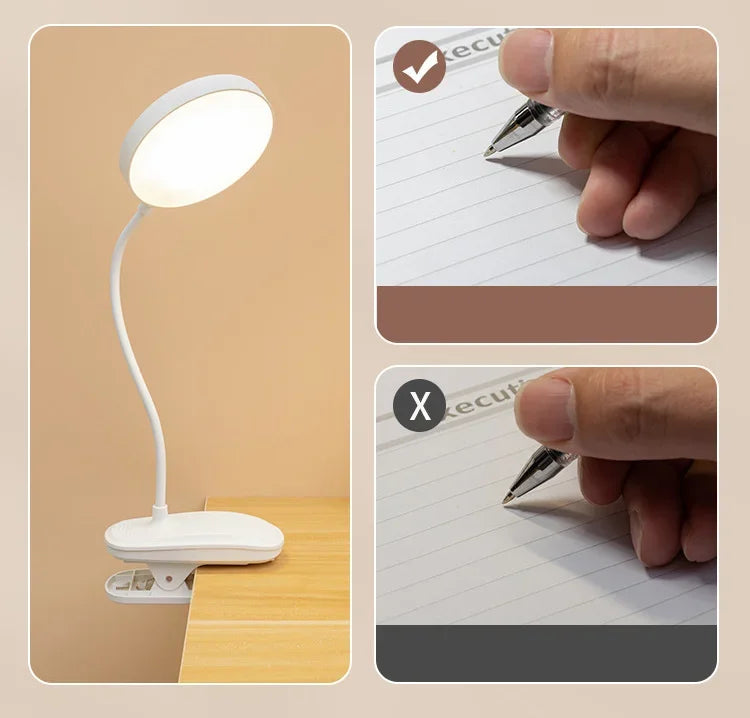 Led Table Lamp USB Rechargeable Night Light With Folding Clamp Study Stand Read Lamp Touch 3 Modes Dimming Eye Protection Light