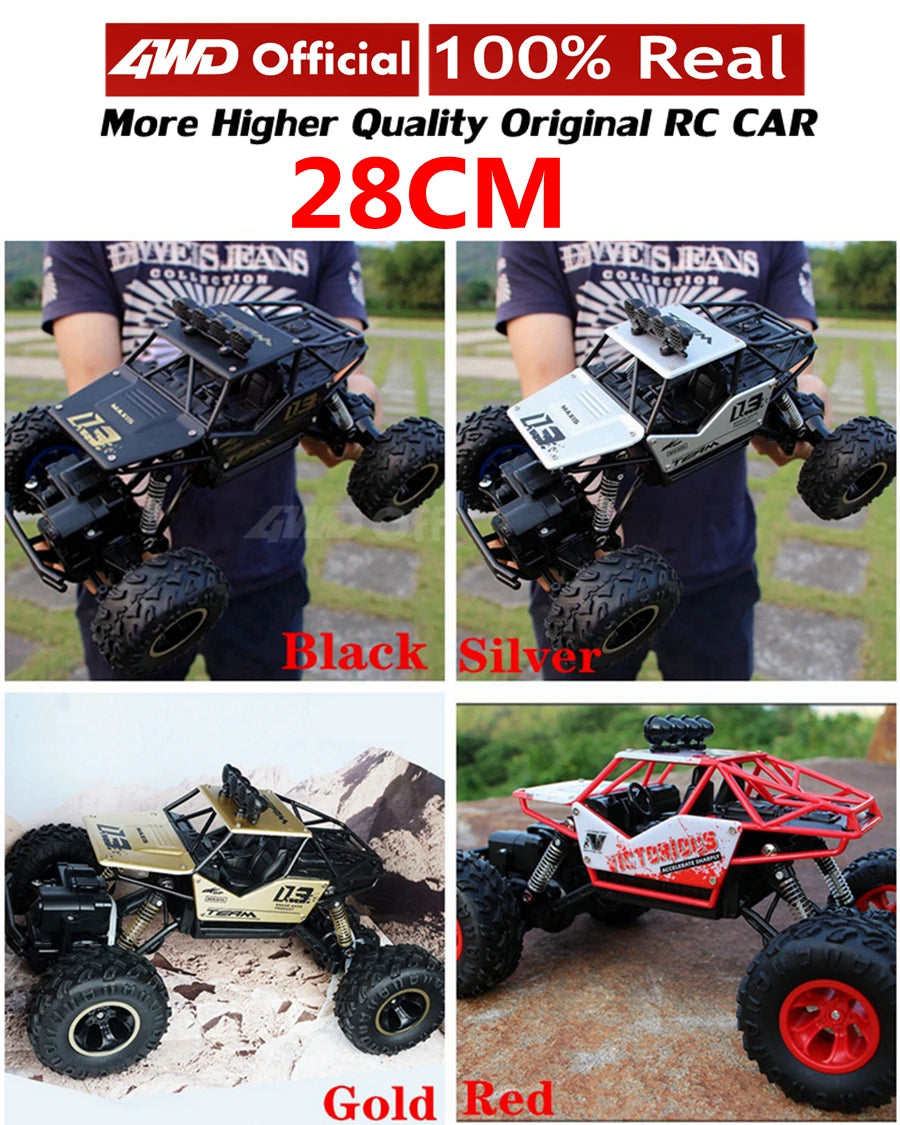 1:16 4WD RC Car With Led Lights Remote Control Cars Buggy Off Road 4x4 Radio Control Alloy Trucks Boys Toys for Children