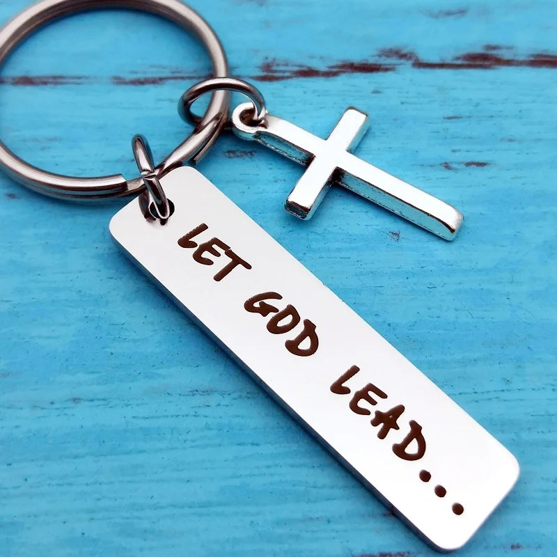 Let God Lead Cross Key Chain Faith Keychain Cross Keychain Cross Gift Prayer Gift Christian Jewelry