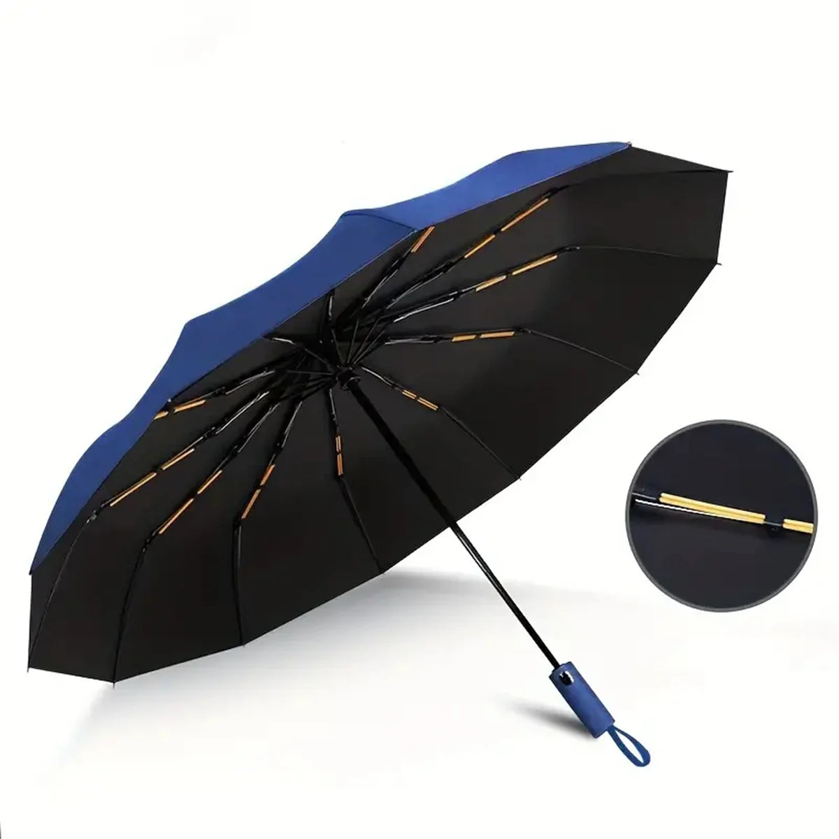 12 Bone Black Glue Fully Automatic Umbrella with Thick and Durable Keel Three Fold Umbrella Uv Resistant Folding Umbrella