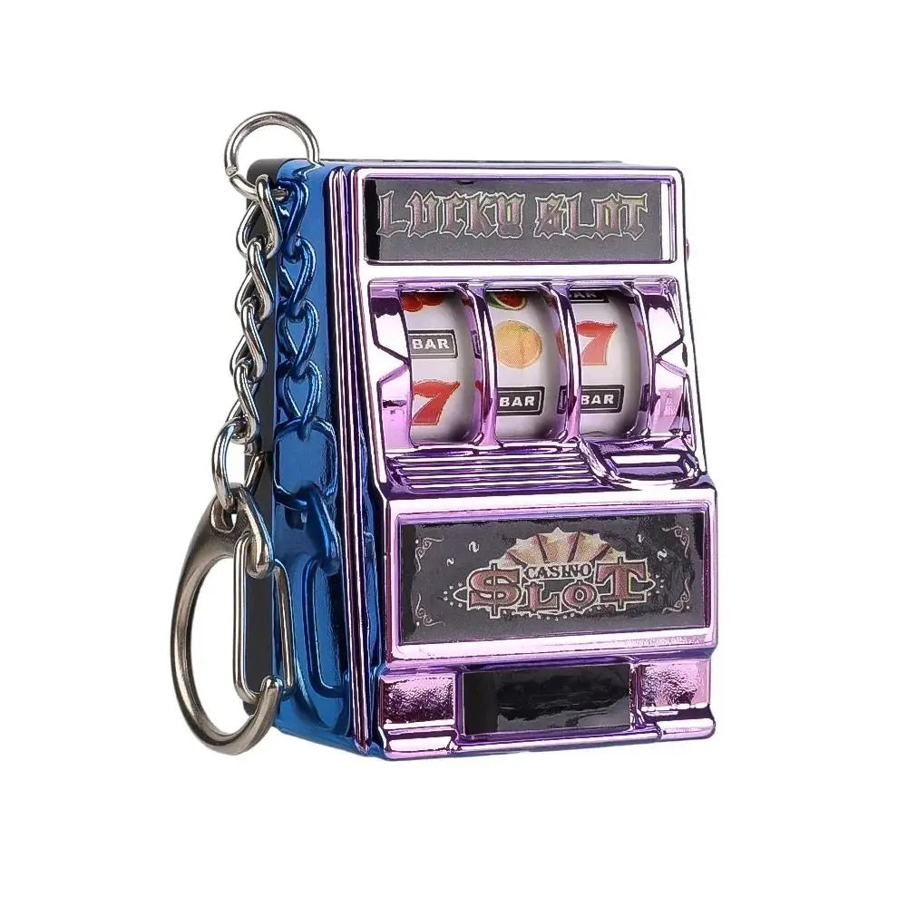 Mini Gambling Slot Machine Key Chains Creative Arcade Pocket Fruit Lucky Jackpot Gadget Antistress Toy Funny Games Keychain Ring