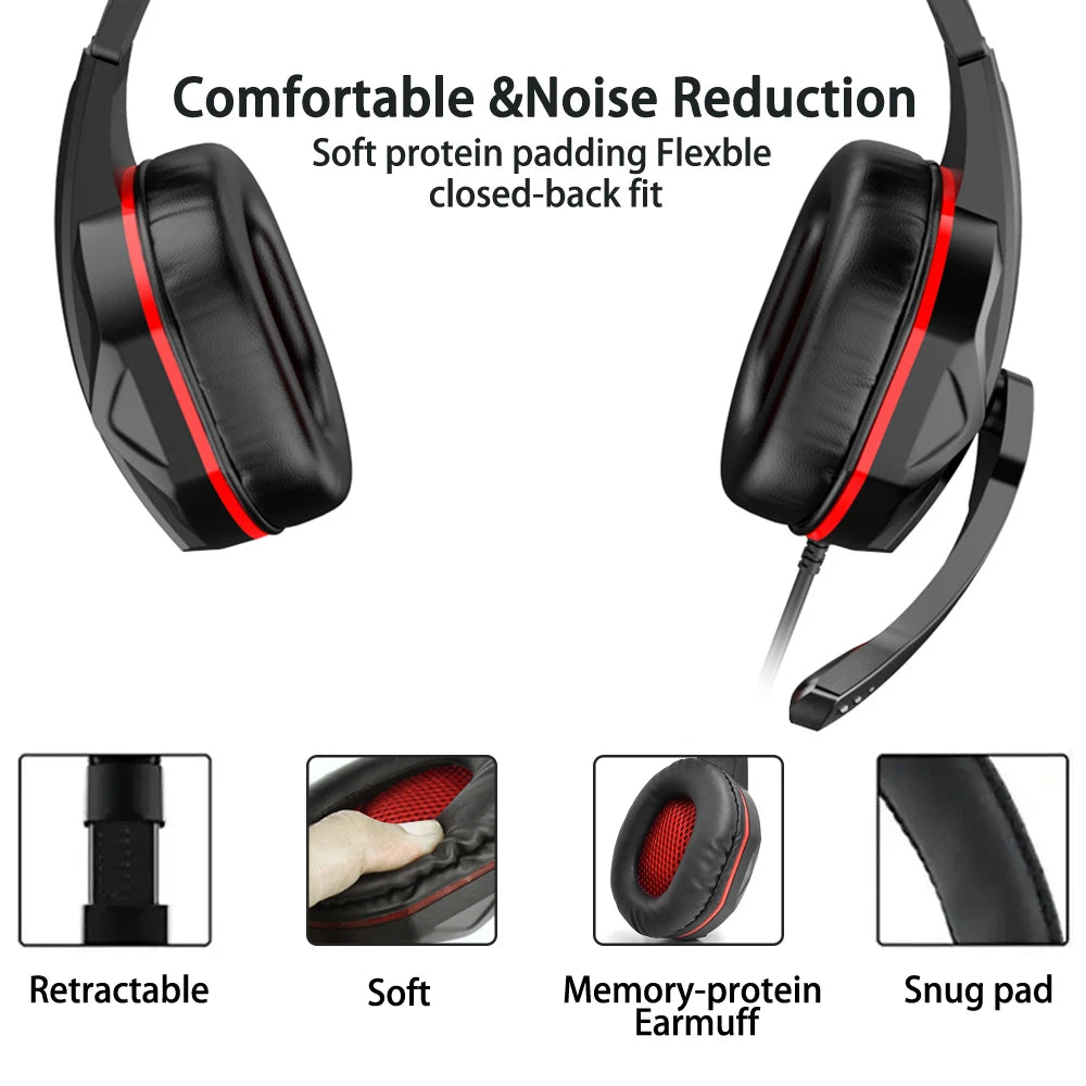 Game Headsets Noise Reduction Headphones Subwoofer Surround Stereo Sound Earphones With Microphone Earphone For Xbox One PS4 PS5