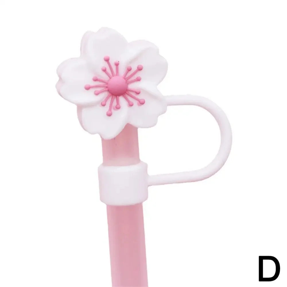 Flower Silicone Straw Covers For Water Glass Bottle Flower Shape Drinking Dust Cap Straw Tips Cover Cup Accessories For 8mm