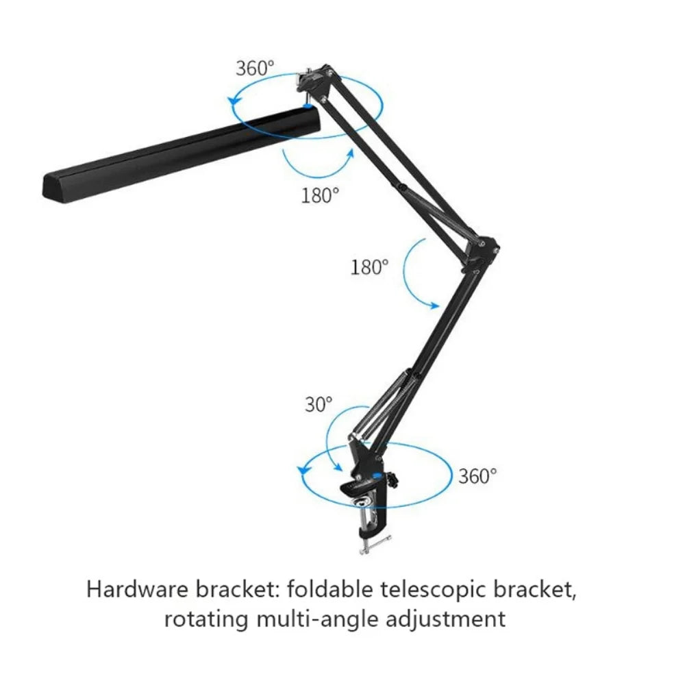 LED Lamp Vintage Portable Lamps with Clamp Book Reading Folding Writing Study Light Fixture for Nail Manicure Table