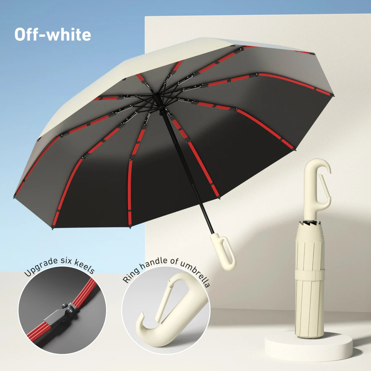 1 Handle Fully Automatic Folding Umbrella with Buckle, Easy to Carry Larger, Thicker and Sturdy. Suitable for Men and Women, Portable and Windproof, Double-Layer Windproof, Various Umbrella Bones, Snap or Rotating Handles, Va