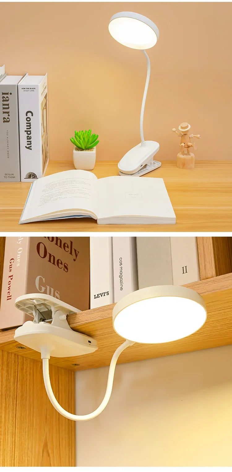 Led Table Lamp USB Rechargeable Night Light With Folding Clamp Study Stand Read Lamp Touch 3 Modes Dimming Eye Protection Light