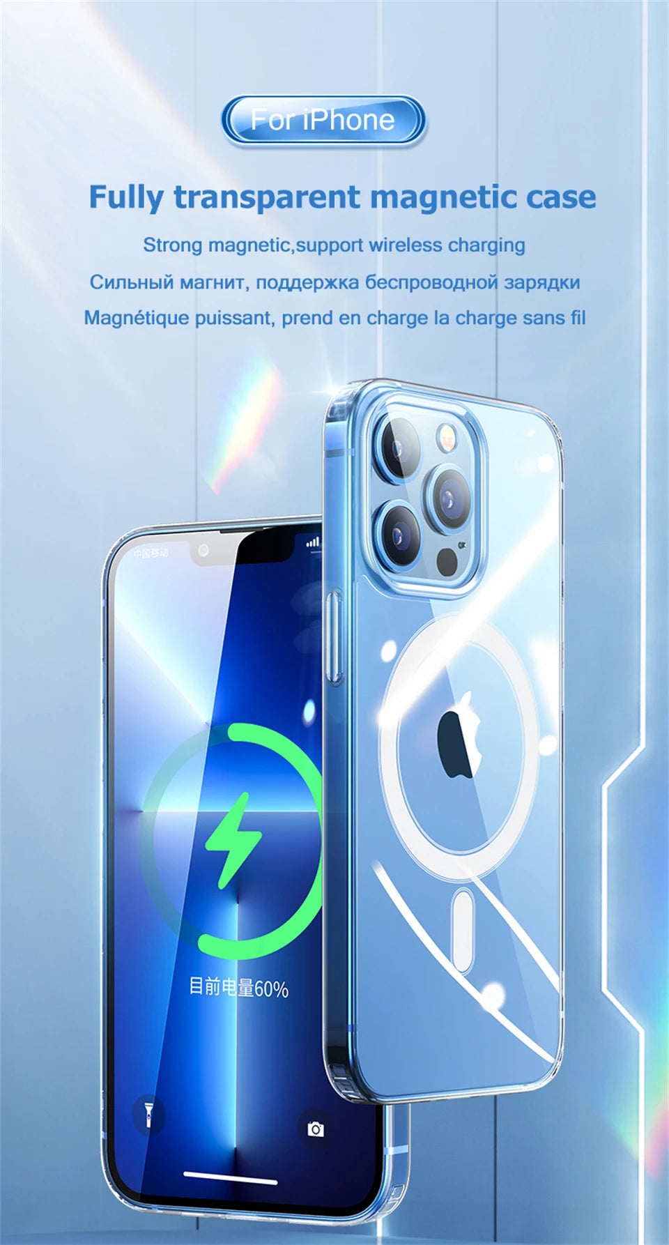 For Magsafe Magnetic Case For iPhone 16 15 11 13 12 14 Pro Max XR X XS 8 Plus Magnetic Wireless Charging Phone Cases Clear Cover