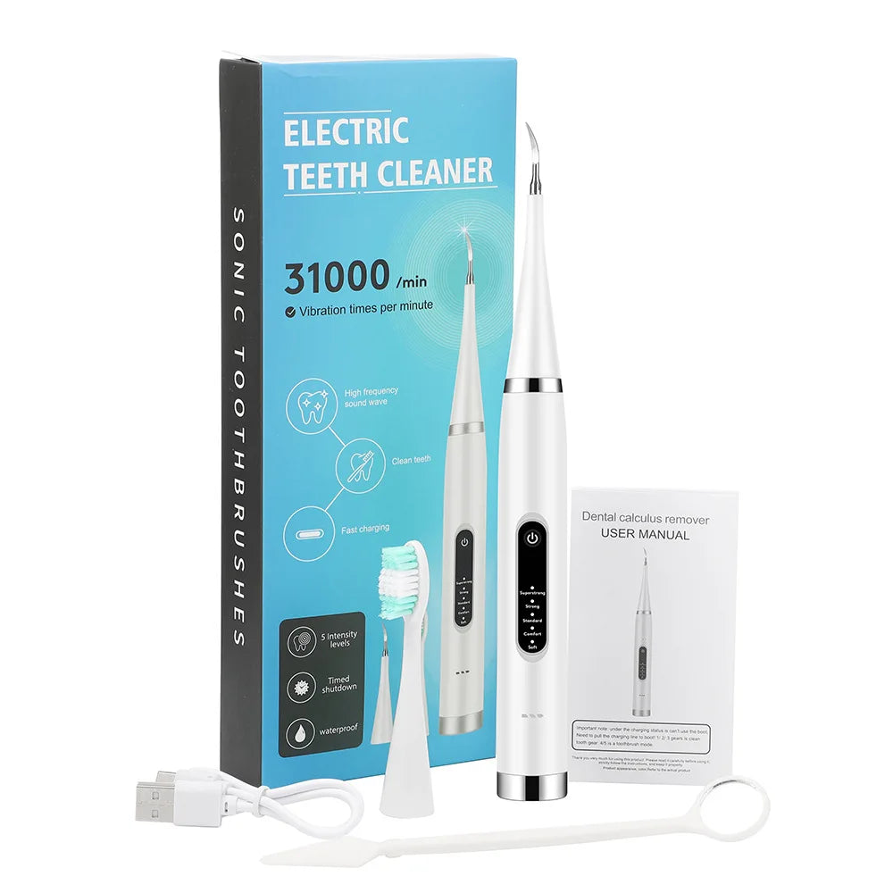 Electric Tooth Whitening Brush Frequency Sonic Teeth Cleaner Dental Scaler Toothbrush Calculus Plaque Remover Stone Remover Kit