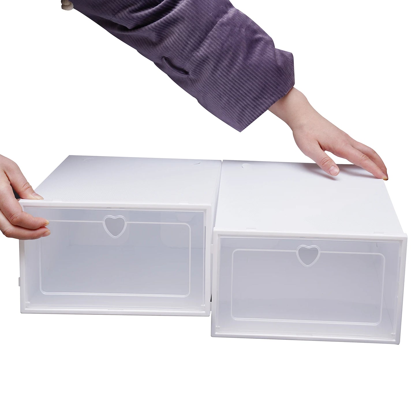 20 PCS Fold Plastic Shoes Case Thickened Transparent Drawer Case Plastic Shoe Boxes Stackable Box Shoe Organizer Shoebox