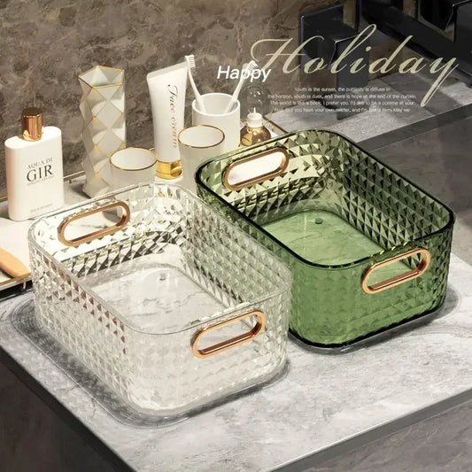 1PCS Box Storage Bathroom Accessories Poatable With Handle Kitchen Desktop Makeup Organizers Basket Jewelry Box Organizer