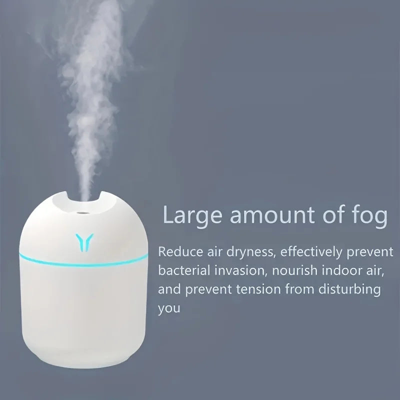 1pc Portable USB ultrasonic air humidifier, essential oil diffuser, car purifier with LED light romantic light