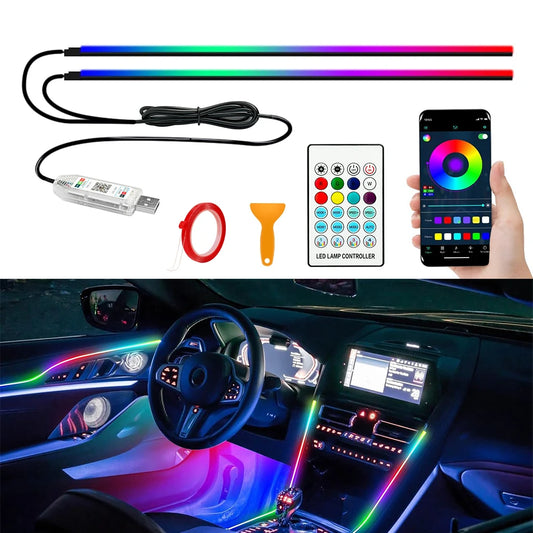 110cm  APP Control Car Ambient Lights LED Interior RGB Symphony Atmosphere Light  Acrylic Strips Dashboard Decoration Sunroof