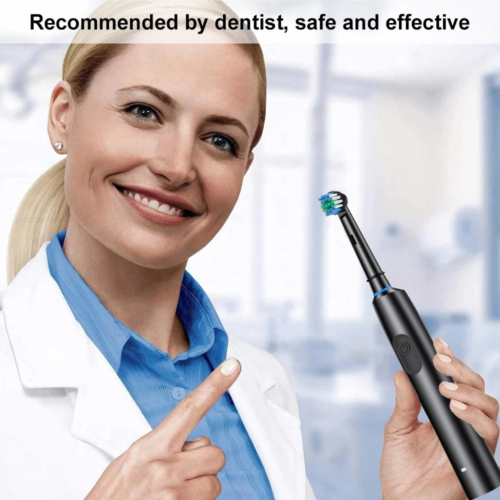 Electric Toothbrush Rotary Rechargeable Electric Toothbrush for Adults Rotating Electric Toothbrushes with 8 Soft Brush Heads