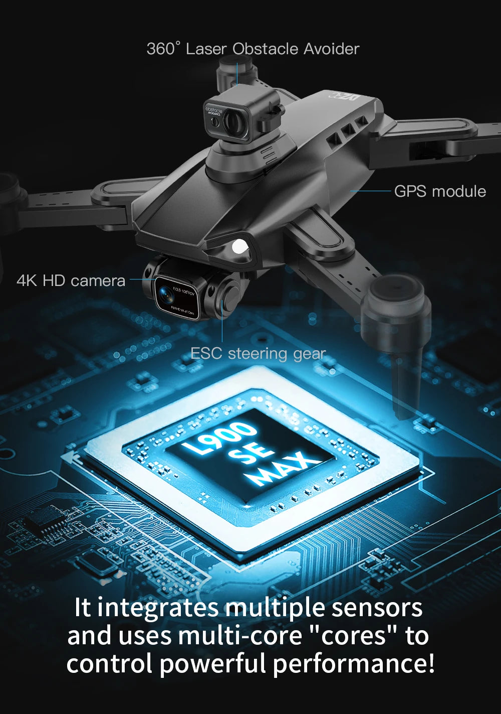 L900 Pro SE MAX GPS Drone 4K Professional Dual HD Camera 5G WIFI 360° Obstacle Avoidance Brushless Motor Rc FPV Quadcopter Dron