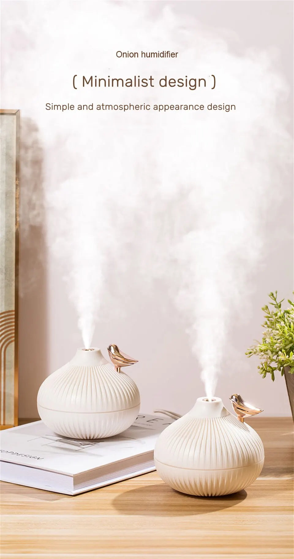 New Design 300ml Small Onion Air Humidifier Aroma Diffuser Portable Led Steam Smart Mist Usb Humidifier Purifier