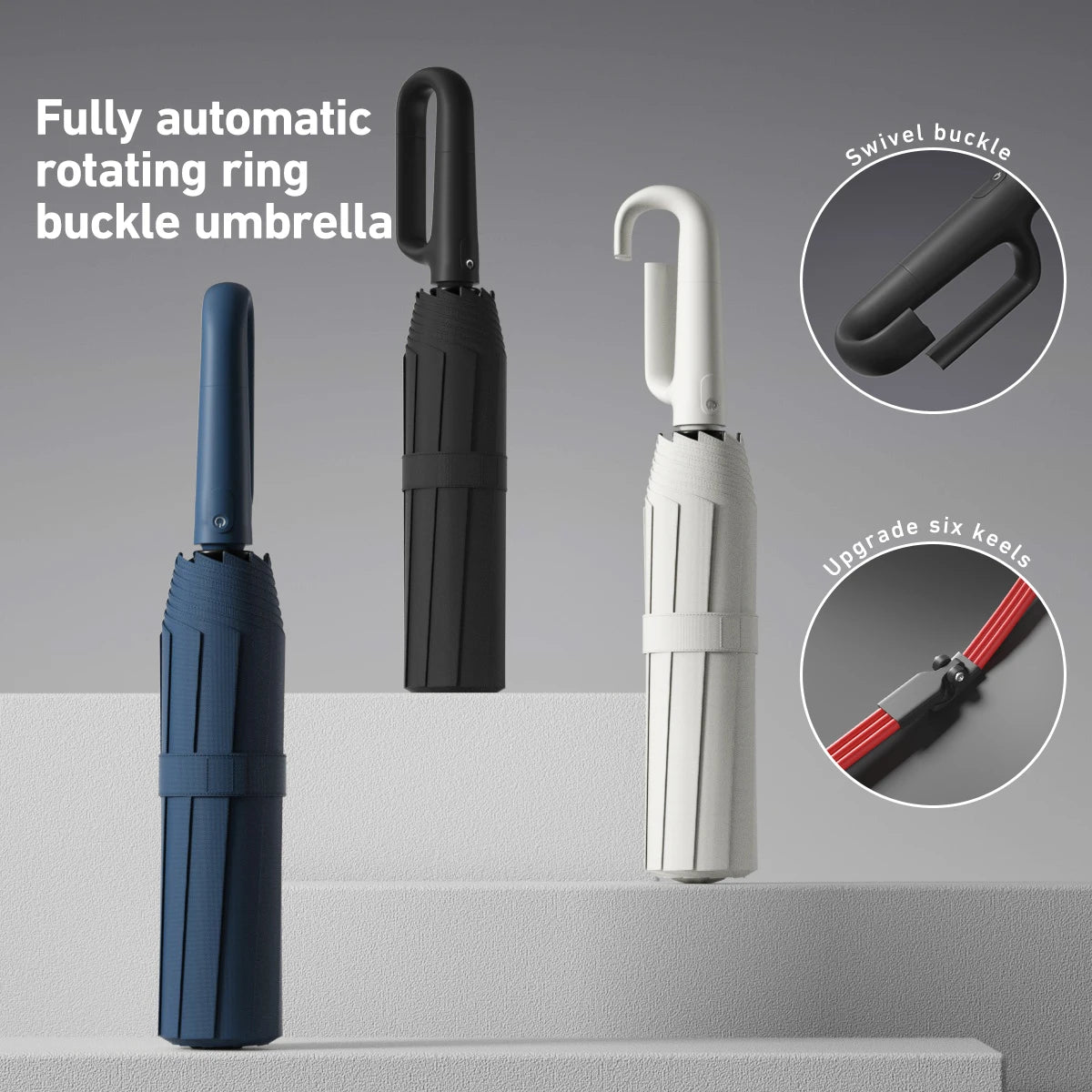 1 Handle Fully Automatic Folding Umbrella with Buckle, Easy to Carry Larger, Thicker and Sturdy. Suitable for Men and Women, Portable and Windproof, Double-Layer Windproof, Various Umbrella Bones, Snap or Rotating Handles, Va