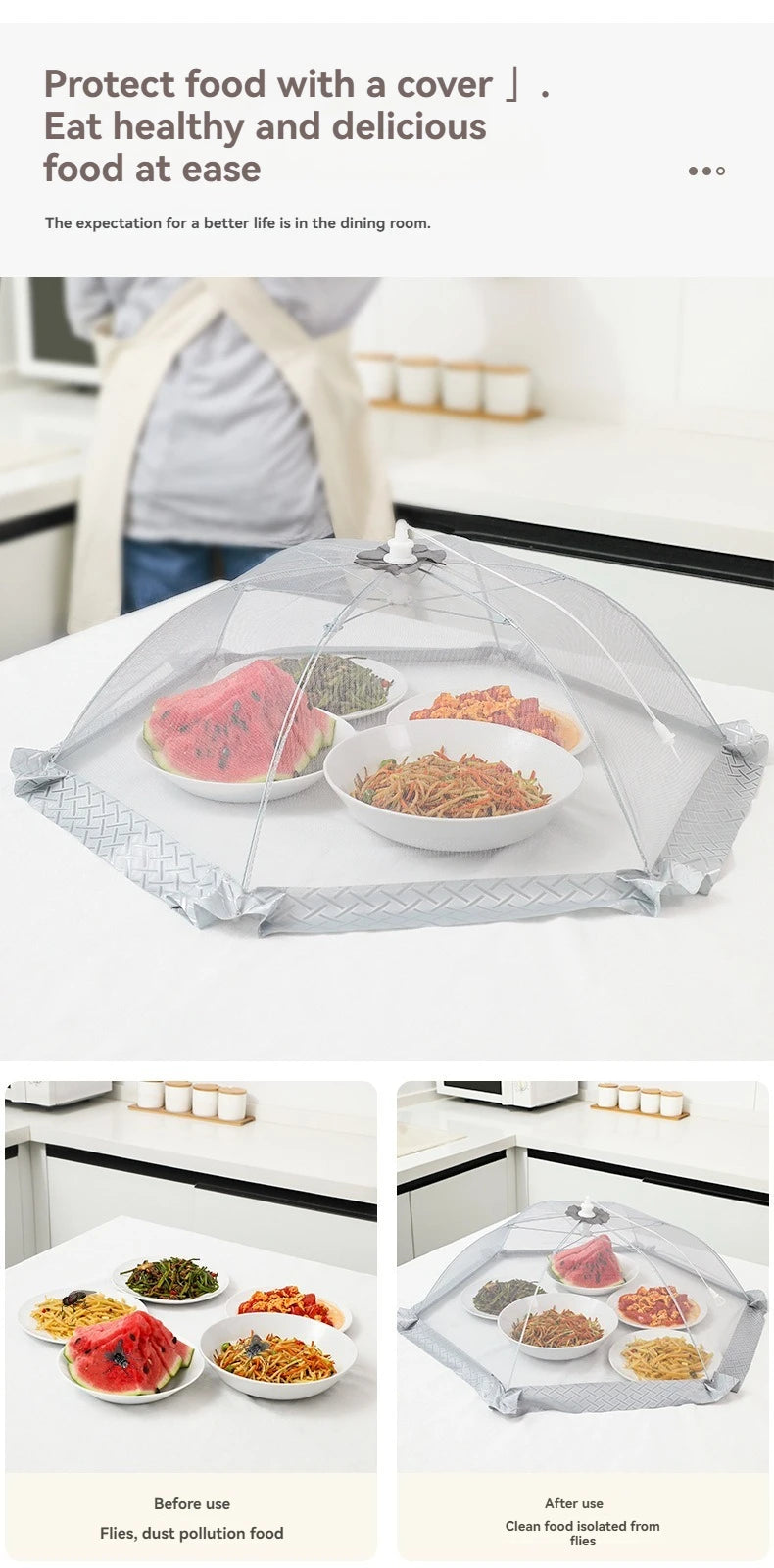 Foldable Food Covers Dining Table Mesh Cover Home Anti Fly Mosquito Tent Umbrella Picnic Protect Net Kitchen Accessories