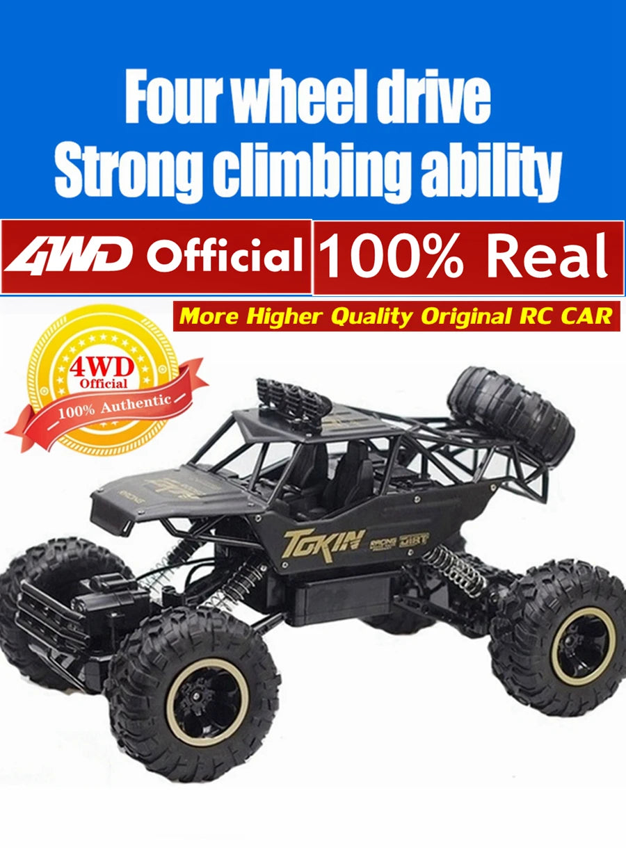 1:16 4WD RC Car With Led Lights Remote Control Cars Buggy Off Road 4x4 Radio Control Alloy Trucks Boys Toys for Children