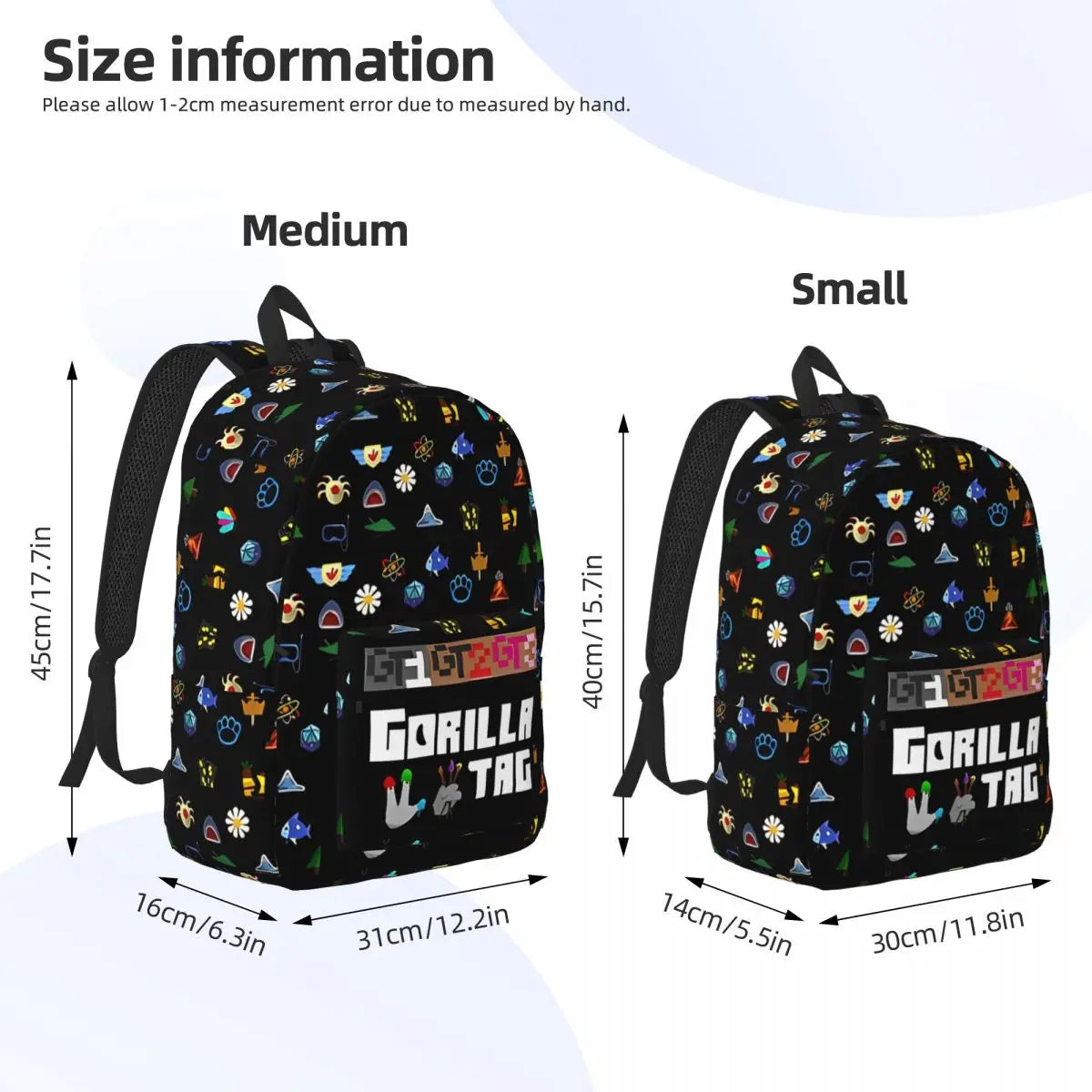 Gorilla Tag VR Gamer Gaming Backpack Boy Girl Kids Student School Bookbag Hot Games Canvas Daypack Preschool Kindergarten Bag