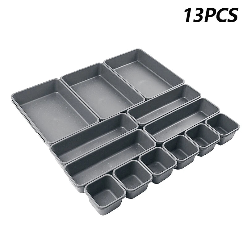 13Pcs/Set Drawer Organizers Separator For Home Office Desk Stationery Storage Box For Kitchen Bathroom Makeup Organizer Boxes