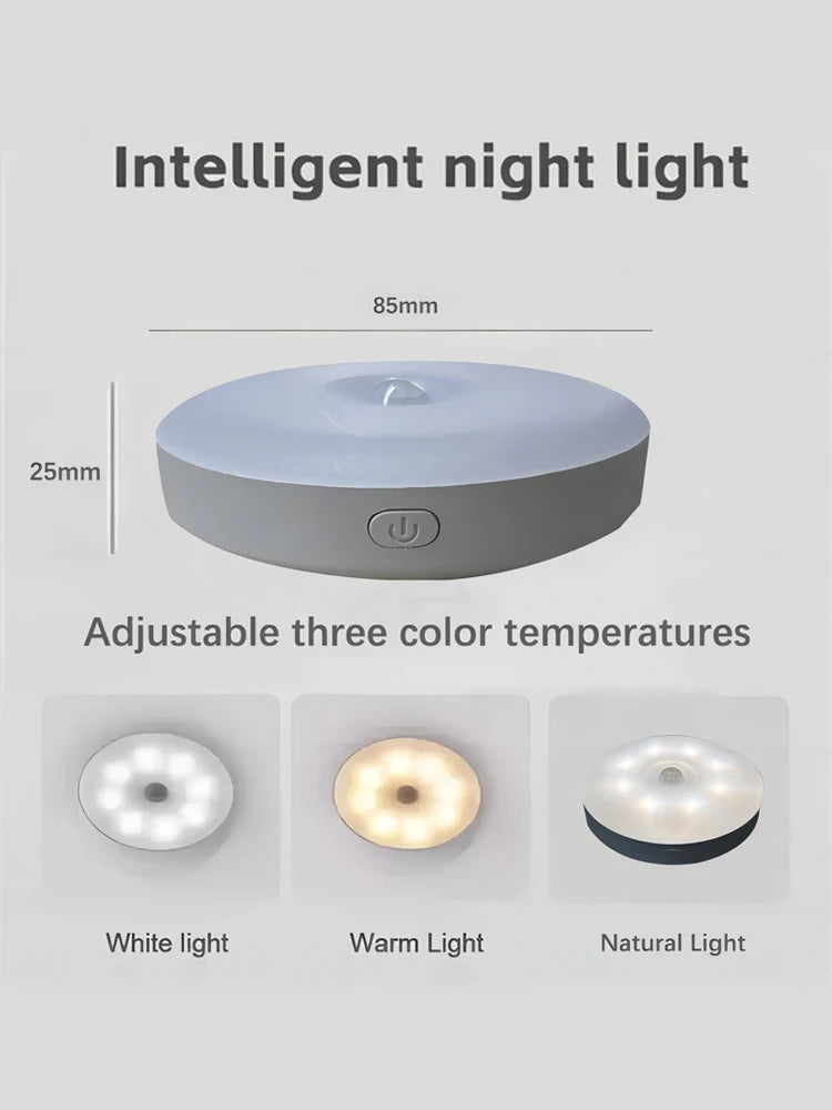 LED Smart Human Body Sensor Night Lamp Emergency Automatic Lighting USB Charging Wireless Magentic Suction Use Night Light