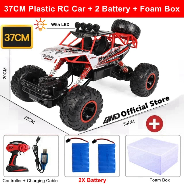 1:16 4WD RC Car With Led Lights Remote Control Cars Buggy Off Road 4x4 Radio Control Alloy Trucks Boys Toys for Children