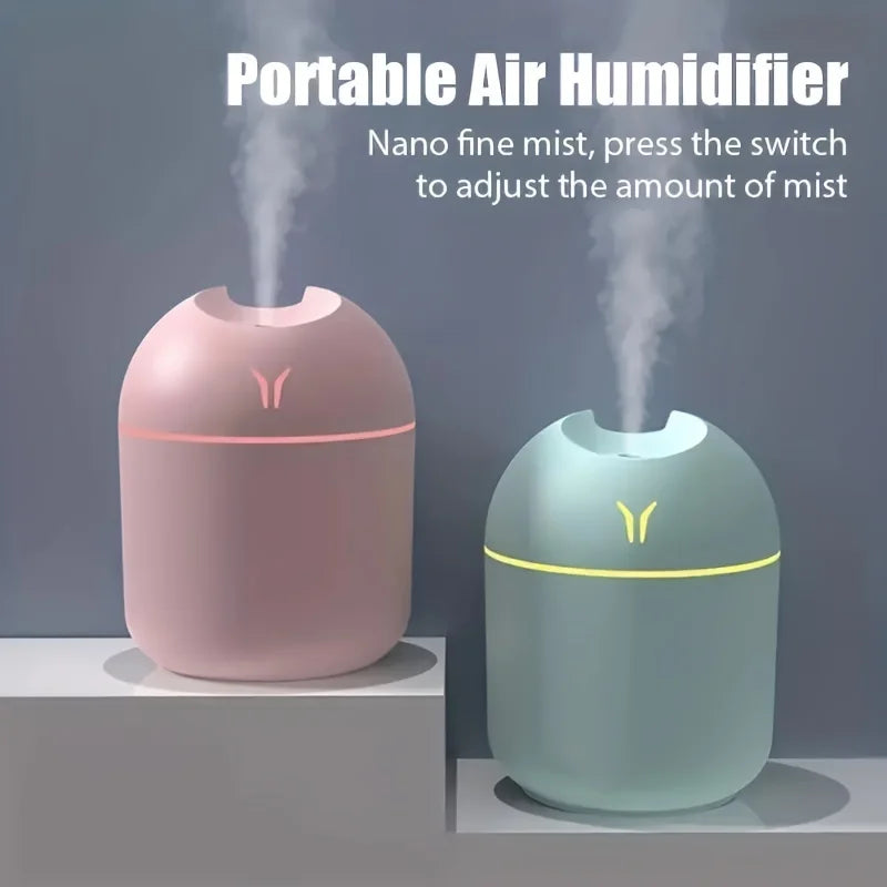 1pc Portable USB ultrasonic air humidifier, essential oil diffuser, car purifier with LED light romantic light