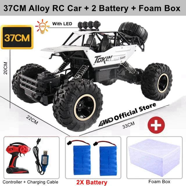 1:16 4WD RC Car With Led Lights Remote Control Cars Buggy Off Road 4x4 Radio Control Alloy Trucks Boys Toys for Children