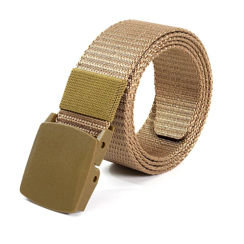 1pc Men's Canvas Belt Plastic Buckle Metal-Free Nylon Tactical Waist Belt Women's Belt Outdoor Hiking Webbing Belt Neutral Belts