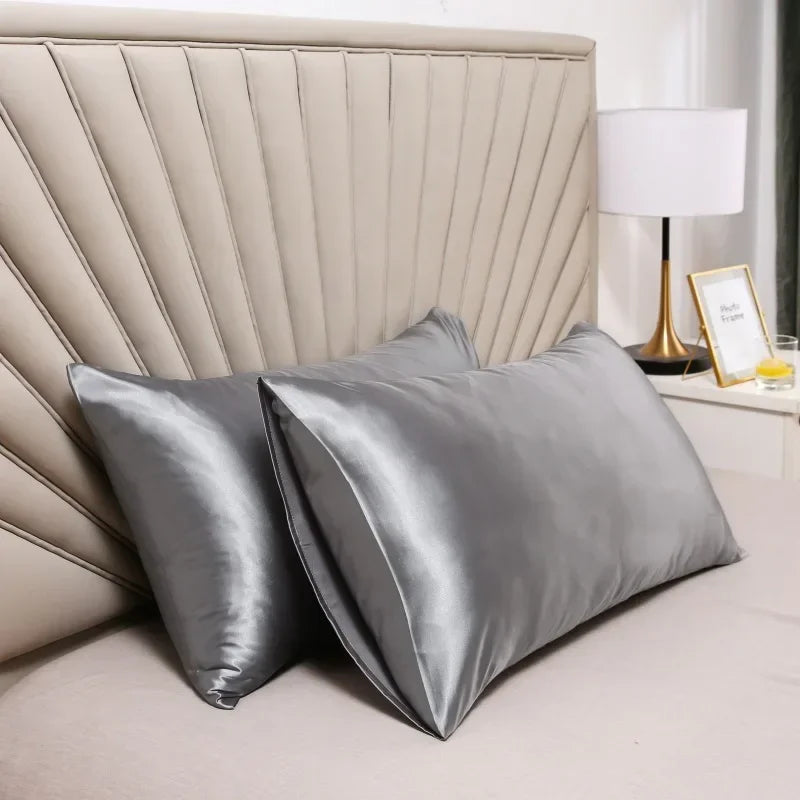 1PC Pure Satin Silk Soft Pillowcase Cover Bedding pillow Cover Rectangle Pillow Cases Bed Linings Multicolor