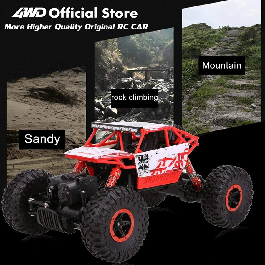 1:16 4WD RC Car With Led Lights Remote Control Cars Buggy Off Road 4x4 Radio Control Alloy Trucks Boys Toys for Children